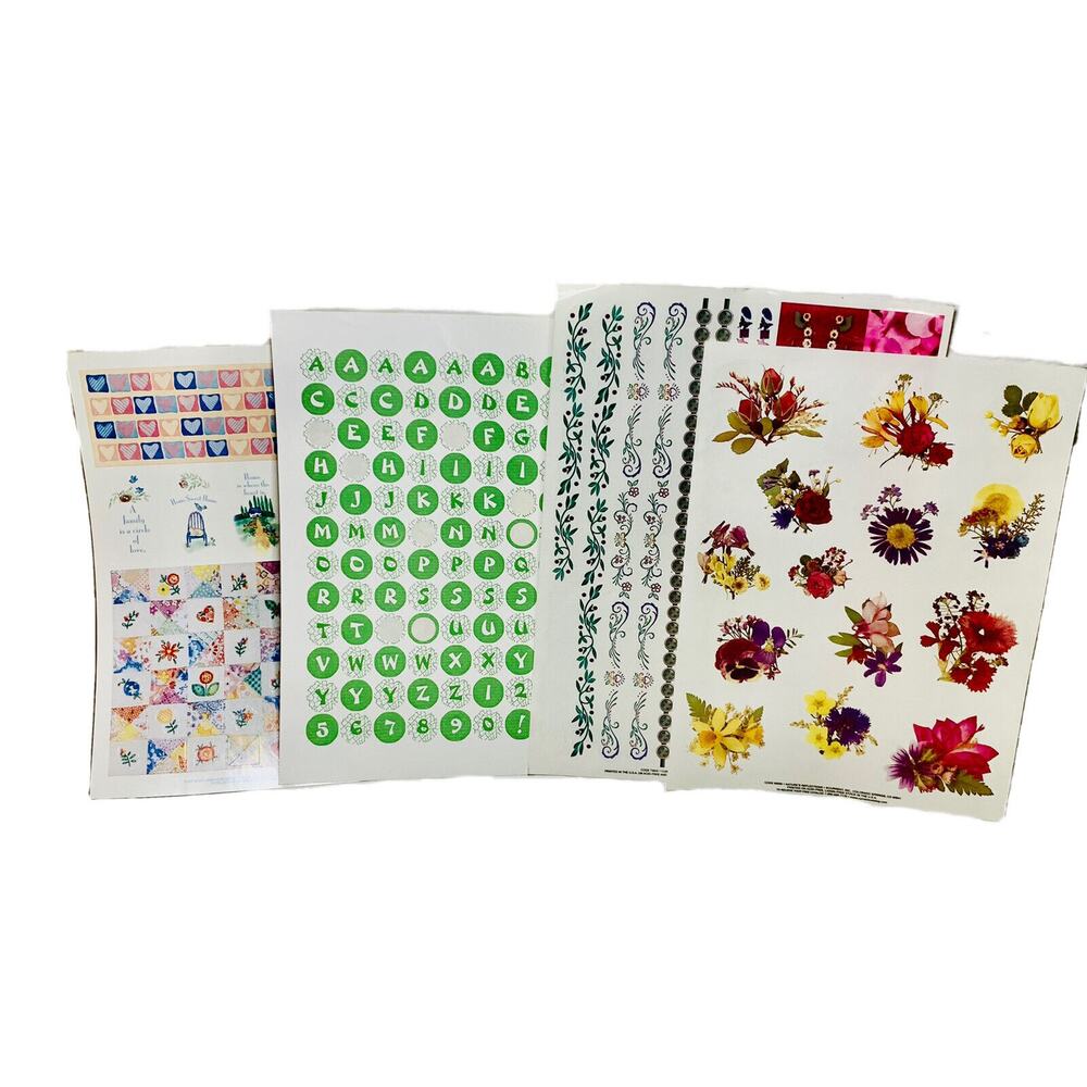 Sticker Lot Mixed Floral Border Heart Alphabet Quilt Scrapbooking Stickers - Picture 8 of 8